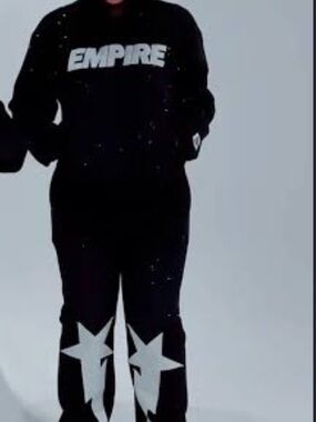 Empire Women's Black Track Pants with Star Detail - Black